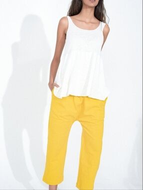 Lauren Manoogian Peg Pants Cotton Slub Knit Cropped Relaxed Drop Crotch Pull On